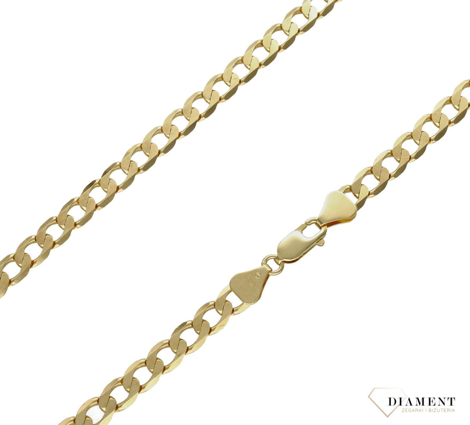 Złoty łańcuszek 585 pancerka 6,3 mm DIA-LAN-8094-585 160 6,3mm.  Biżuterię można zestawić z innymi dodatkami dostępnymi w naszej ofercie, kolczykami, wisiorkiem lub innymi łańcuszkami. Uniwersalna biżuteria. Łańcuszek idealny (1).jpg